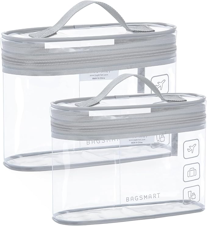 BAGSMART TSA Approved Toiletry Bag, 2 Pack Clear Makeup Cosmetic Bag Organizer by BAGSMART