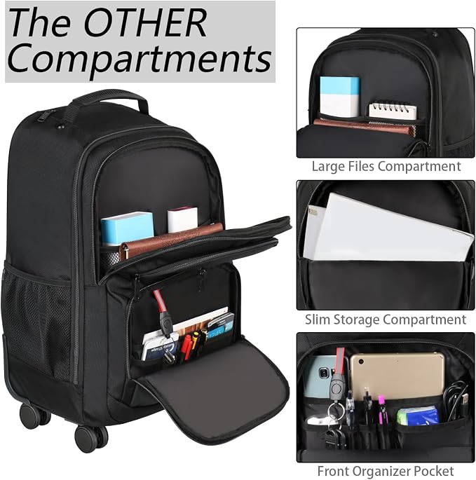 MATEIN Roller Backpack, 18 inch Large Travel Laptop Bag - Image 4