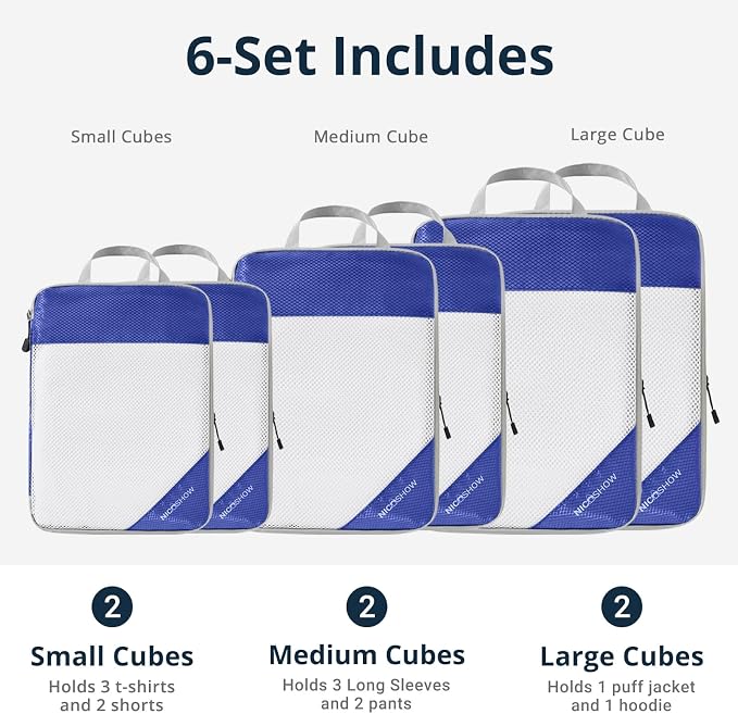 Compression Packing Cubes 6 Set, Compressible Space-Saving Packing Cubes - Image 3