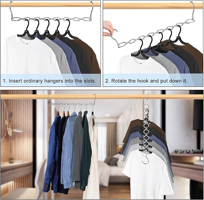3 Pack Space Saving Hangers for Clothes, Heavy Duty 30Lbs Capacity Magic - Image 7