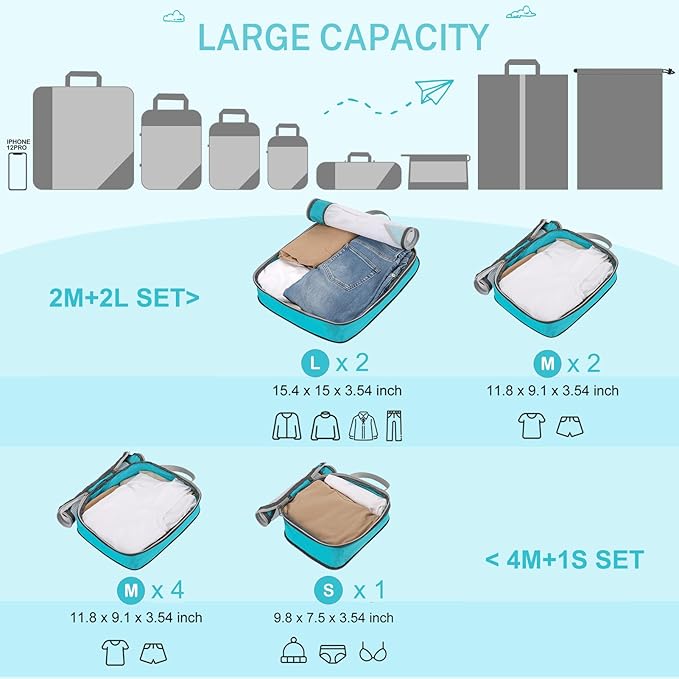 Compression Packing Cubes, Gonex Extensible Storage Mesh Bags Organizers - Image 4