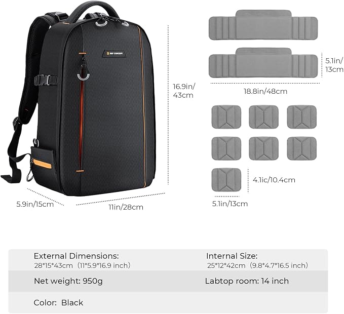 K&F Concept Camera Backpack for Photographers Large Waterproof Photography - Image 9