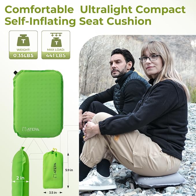 ATEPA Inflatable Stadium Seat Cushion, Self-Inflating Memory Foam Stadium Seats - Image 2