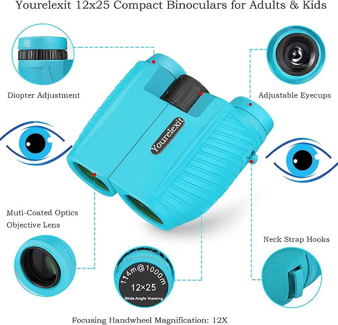 12x25 Compact Binoculars for Adults & Kids, High Powered Lightweight Waterproof - Image 2