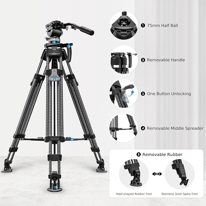 Heavy Duty Carbon Fiber Tripod - Image 2