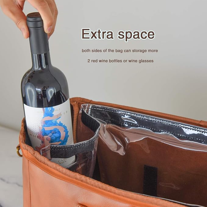 Freshore® 6 Wine Bottles Carrier Leather Bag - Image 5