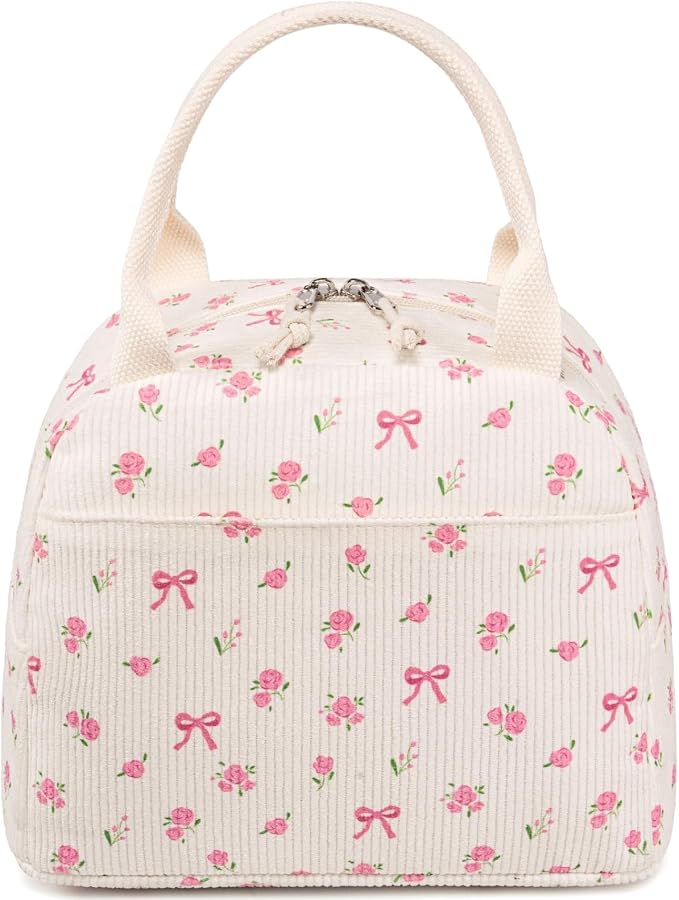 Bluboon Lunch Bag for Women Men Cute Corduroy Lunch Tote Bags Reusable - Image 8
