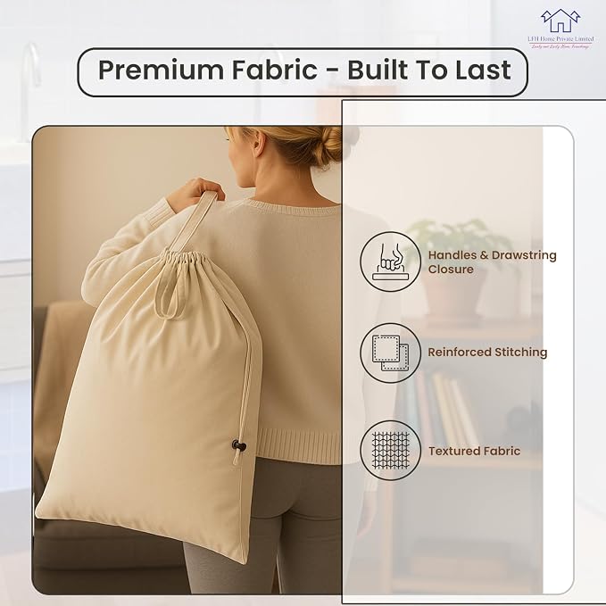 LFH Home Large Premium 100% Cotton Canvas Laundry Bag - Image 8