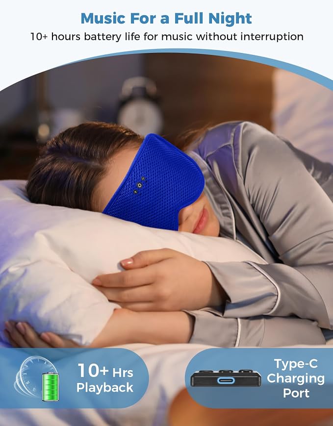 3D Contoured Sleep Mask with Bluetooth Headphones, Eye Masks - Image 5