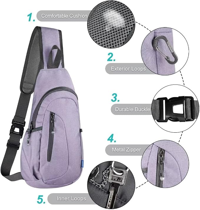 TITECOUGO Small Sling Bag, Lightweight Crossbody Backpack - Image 5