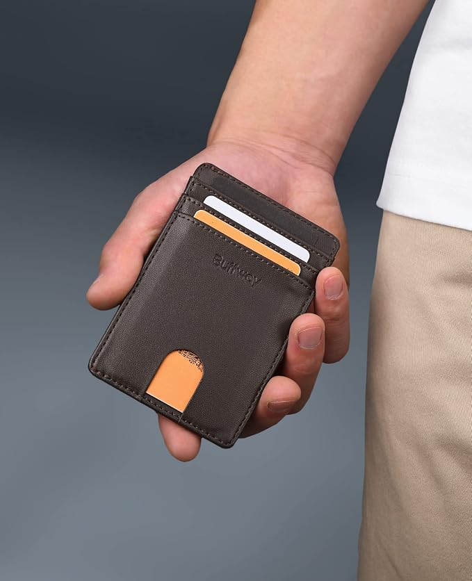 Buffway Mens Slim Wallet, Minimalist Thin Front Pocket Leather Credit Card - Image 7