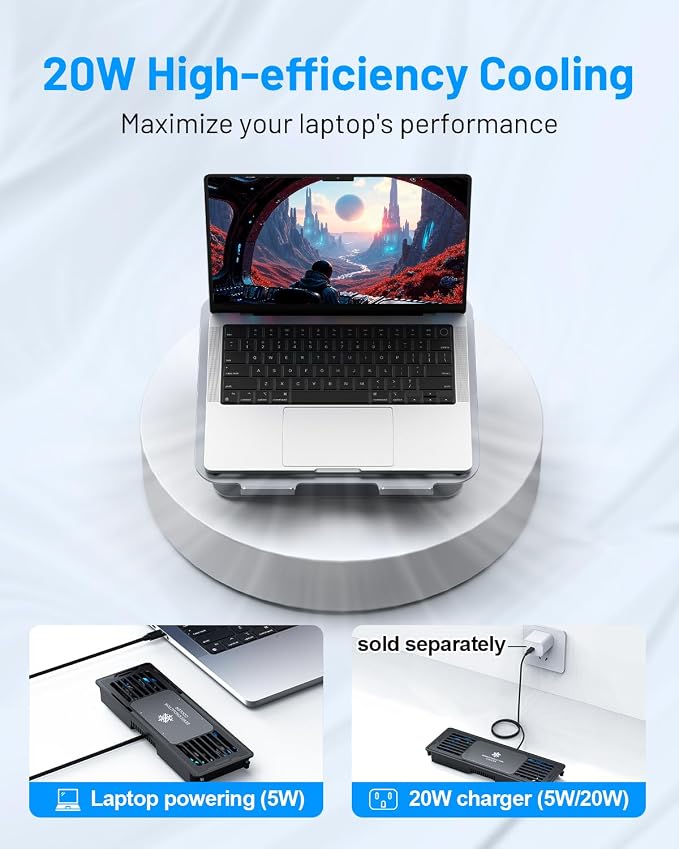 Laptop Cooling Stand with Detachable Thermoelectric Cooler, Adjustable Height & - Image 6