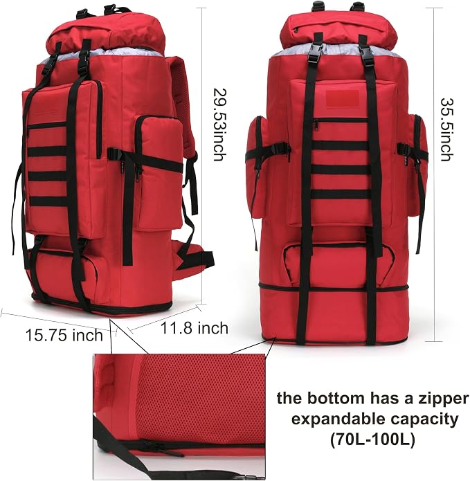 Hiking Backpack for Men 70L/100L Camping Backpack Military Rucksack Molle 3 - Image 2