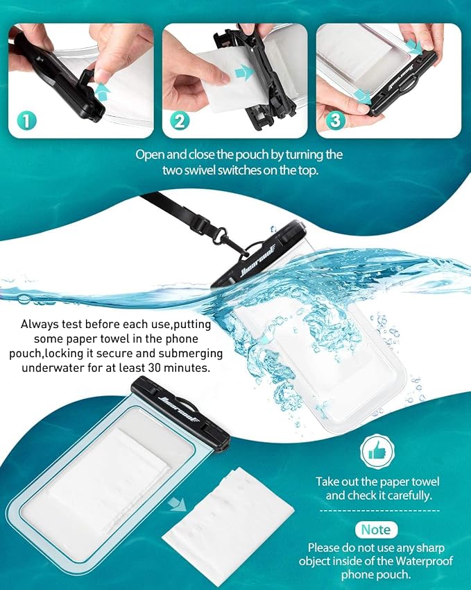 Hiearcool Universal Waterproof Phone Pouch, IPX8 Cell Phone Waterproof Case Up - Image 5