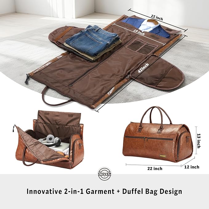 STOVER Garment Travel Duffle Bag, Large 2-in-1 Convertible Carry-on Luggage - Image 2