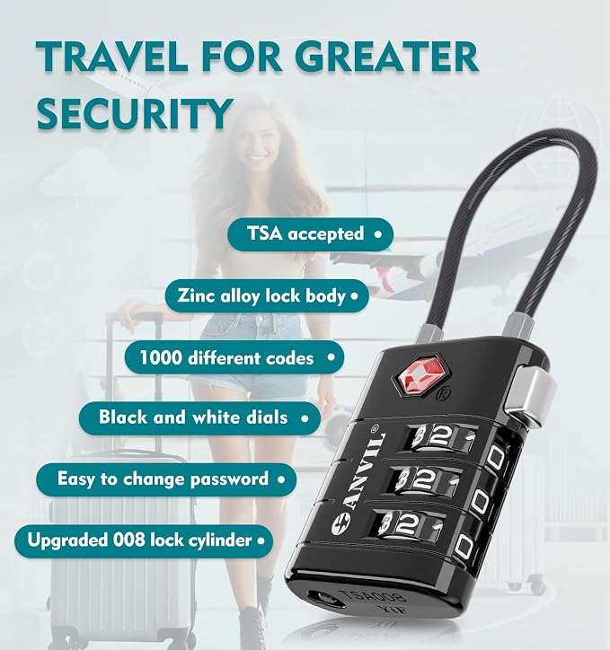 ANVIL TSA Approved Luggage Locks – High Security TSA008 Combination Travel Locks - Image 5