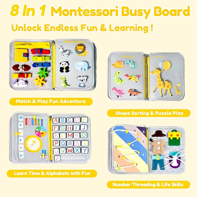 Qizfun Busy Board Book Montessori Toys - Image 3