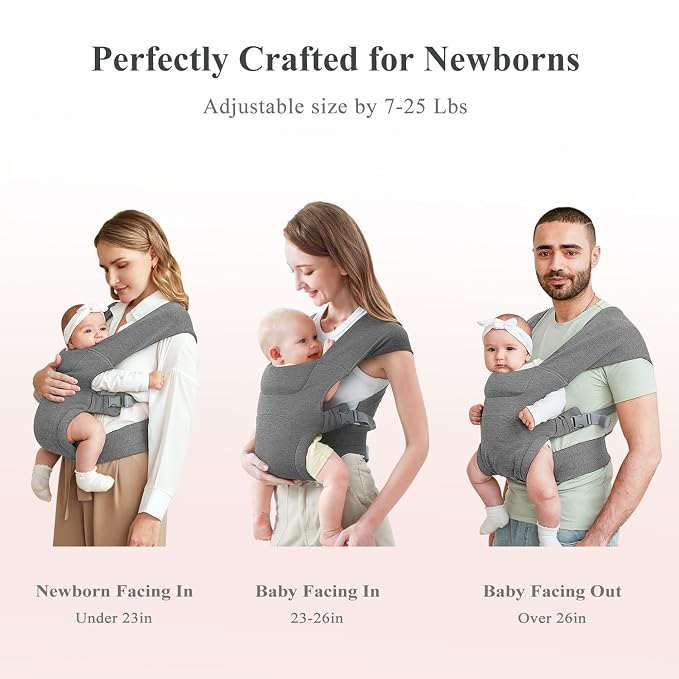 Newborn Carrier, Cozy Baby Carrier, Ergonomic Cross-Back Wrap, Hands-Free - Image 2