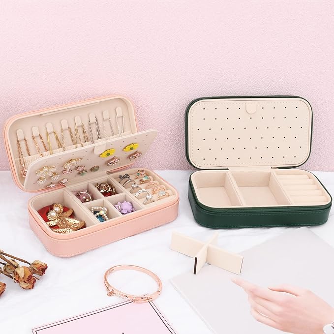 DesignSter Travel Jewelry Box, PU Leather Portable Jewelry Case, Small Jewelry - Image 6