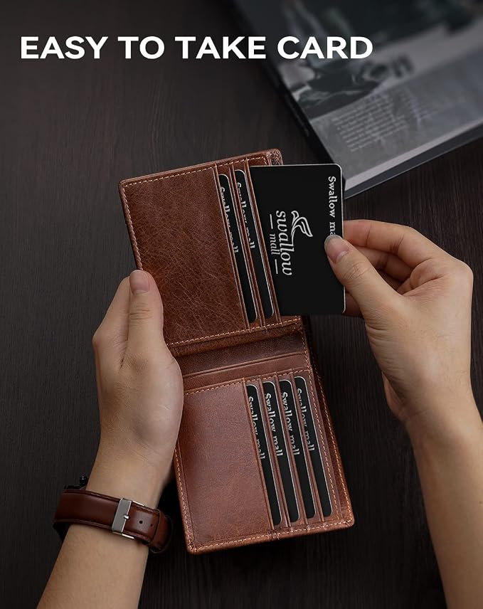 Swallowmall Mens Wallet Rfid Blocking Leather Wallet - Image 5