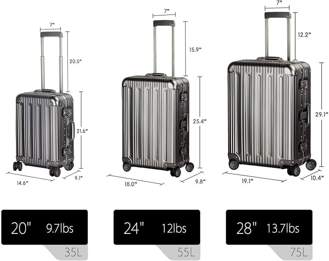 TRAVELKING All Aluminum Luggage Zipperless Hard Shell Suitcase - Image 5