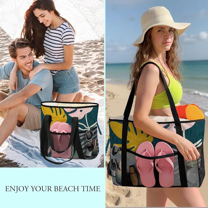 8-Pocket Waterproof Tote for Women -Sandproof Beach Bag - Image 5
