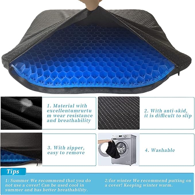 Gel Seat Cushion for Long Sitting Pressure Relief for Back, Tailbone Pain – - Image 4