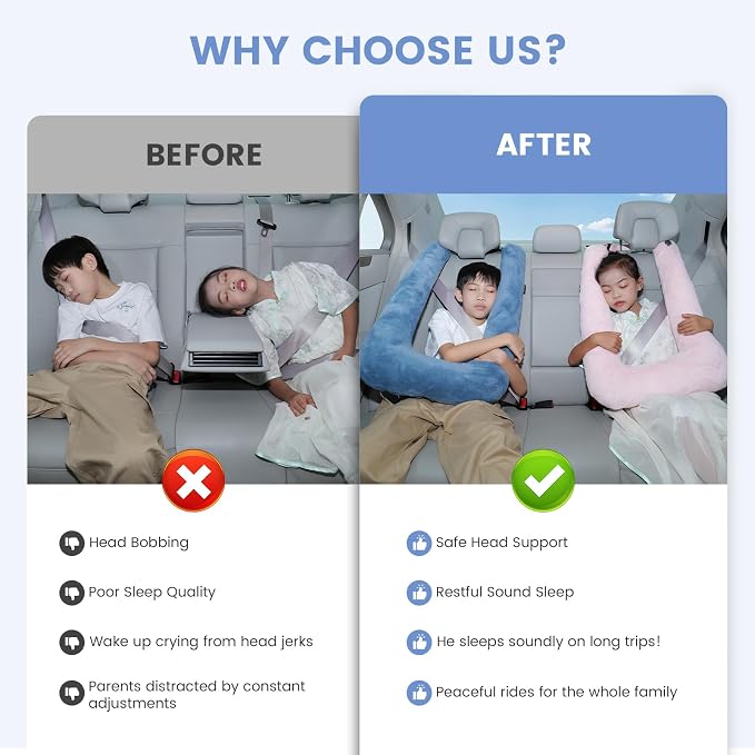 Car Pillow for Kids, Professional Kids Car Pillow for Sleeping Inflatable - Image 2