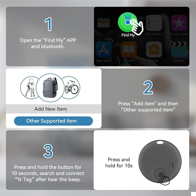Air Tracker-4Pack, Smart Bluetooth Tracker, Item Finder Work - Image 3