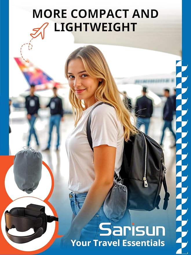 Travel Pillow Combo with Chin Strap, Airplane Pillows with 3D Eye Mask - Image 7