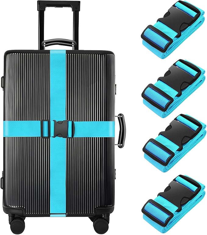 BILIONE 4 Pack Luggage Straps 79" Long Belts Keep Suitcase Secure While by BILIONE