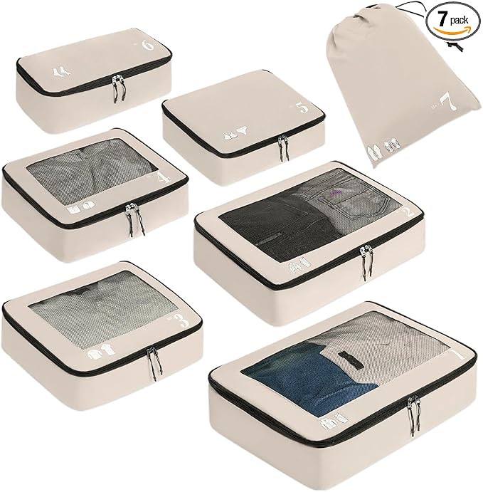 ECOHUB 7 Set Packing Cubes Tear-Resistant Luggage Packing Organizers by ECOHUB