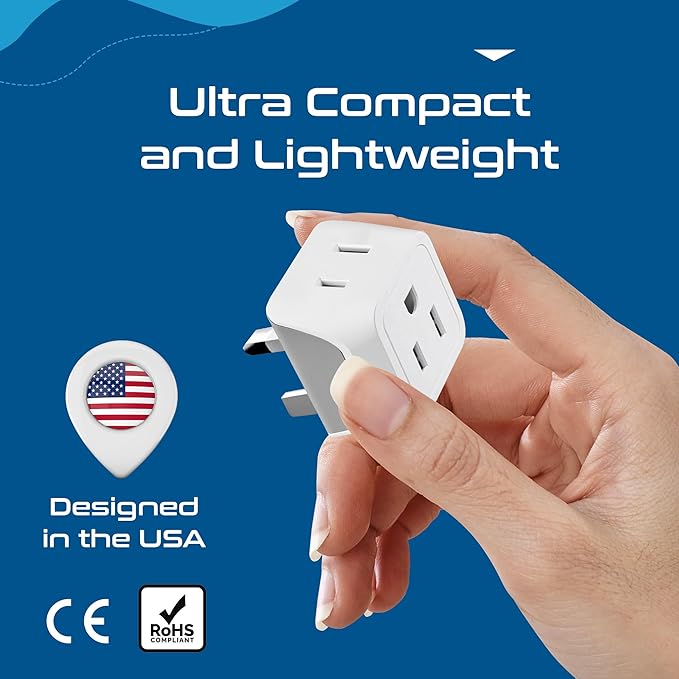 Ceptics UK Travel Plug Adapter, 2 in 1 Type G Adapter, US to UK Adapter - Image 8