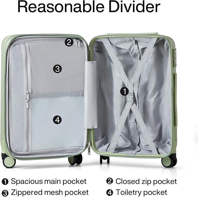 Hanke Expandable Hardshell Luggage Sets 3 piece Carry on Luggage - Image 7