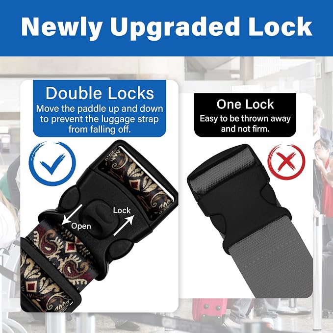 2 Pack Luggage Straps for Suitcases, Adjustable Travel Belt - Image 2