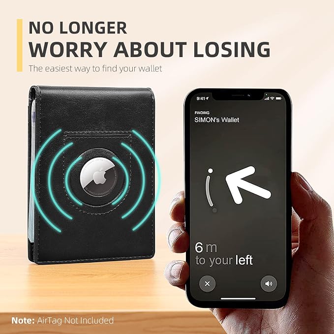RUNBOX AirTag-Wallet-Mens-Slim-RFID Blocking Wallets Leather - Image 4