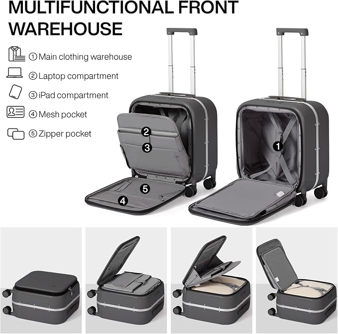 mixi Carry On Luggage, 18” Suitcase - Image 4