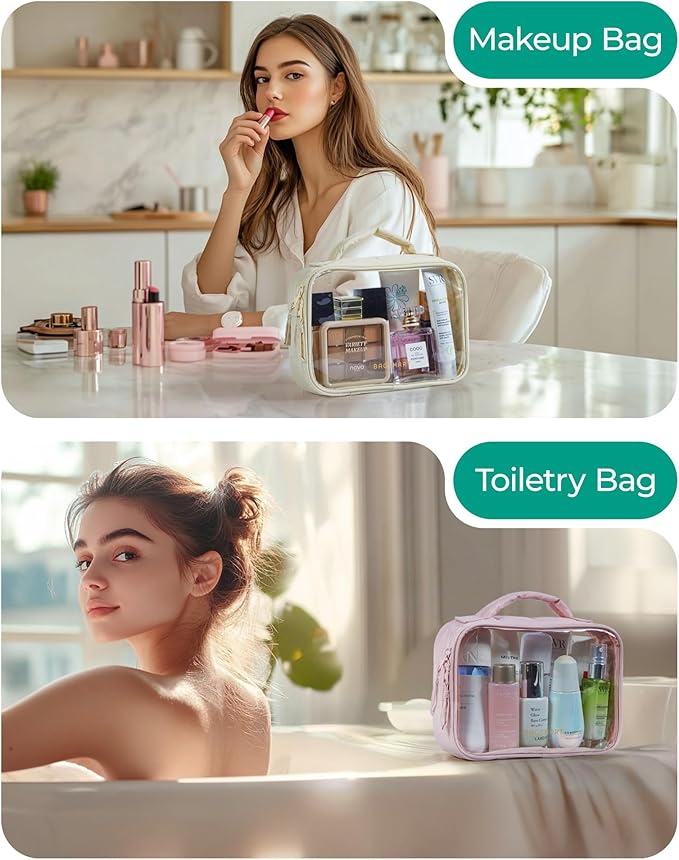 BAGSMART Clear TSA-Approved Toiletry Bag, 2 Pack Clear Makeup Bag - Image 6