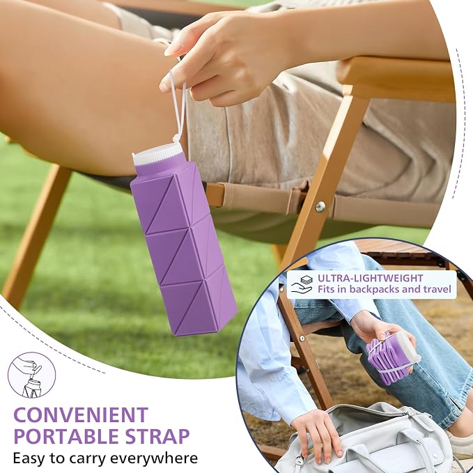 2pcs 610ml Collapsible Water Bottles Upgrade Foldable Water Bottle BPA Free - Image 6