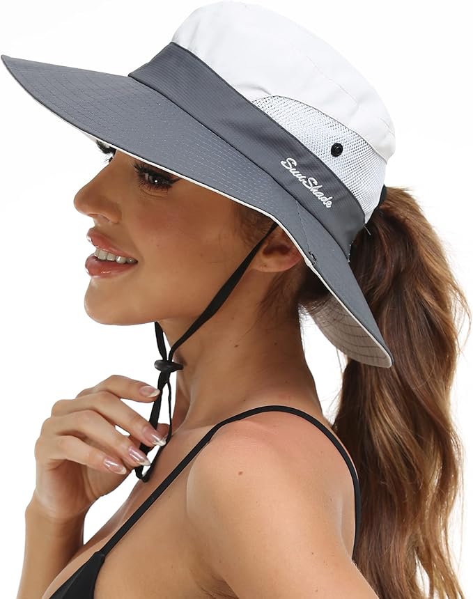 Womens Summer Sun Hat Beach Hat Wide Brim Outdoor UV Protection Hat Foldable by AEFSHAN
