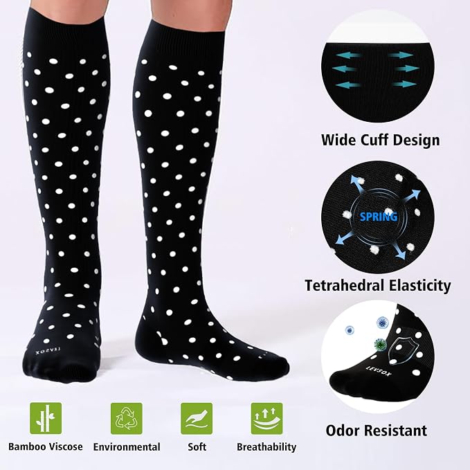 LEVSOX Compression Socks for Pregnant Women 20-30 mmHg Knee High Cute Funny - Image 3
