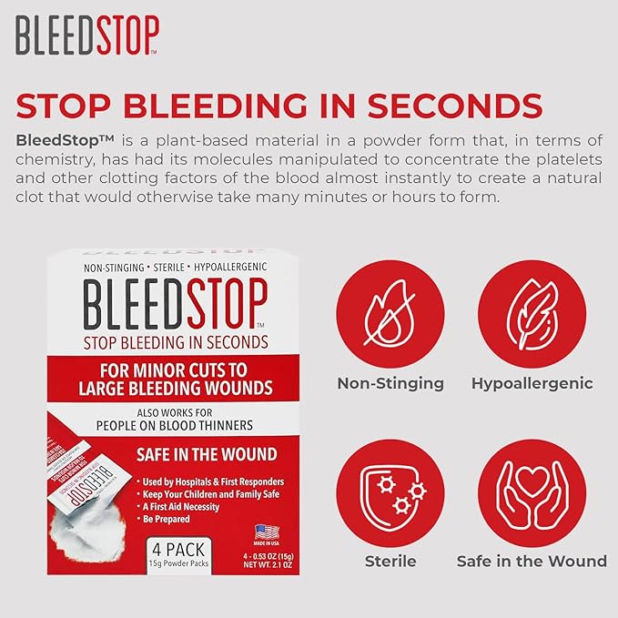 BleedStop™ First Aid Powder for Blood Clotting, Trauma Kit, Blood Thinner - Image 5
