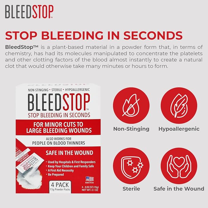 BleedStop™ First Aid Powder for Blood Clotting, Trauma Kit, Blood Thinner - Image 6