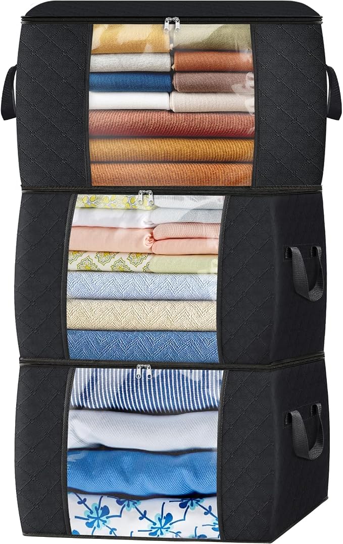 Fab totes 24 Gallons Clothes Storage, Foldable Thick Fabric Blanket Storage Bags by Fabtotes