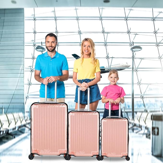 3 Piece Clear PVC Luggage Cover Protector, Waterproof Plastic Suitcase Cover - Image 2
