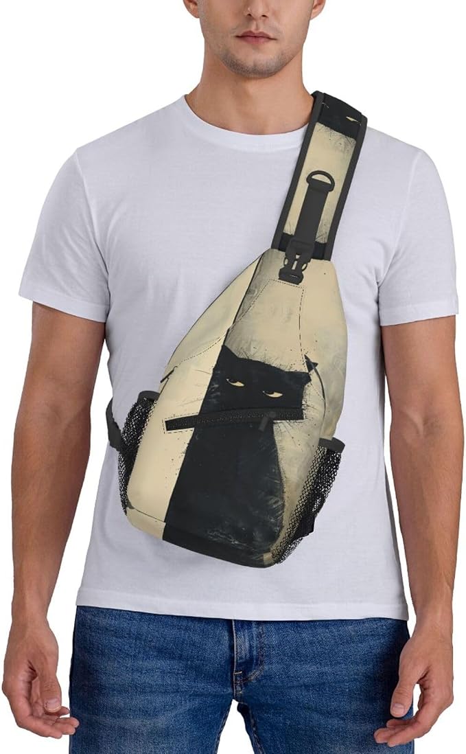 SUPLUCHOM Sling Bag Cat Vintage Hiking Daypack Crossbody Shoulder Backpack - Image 7