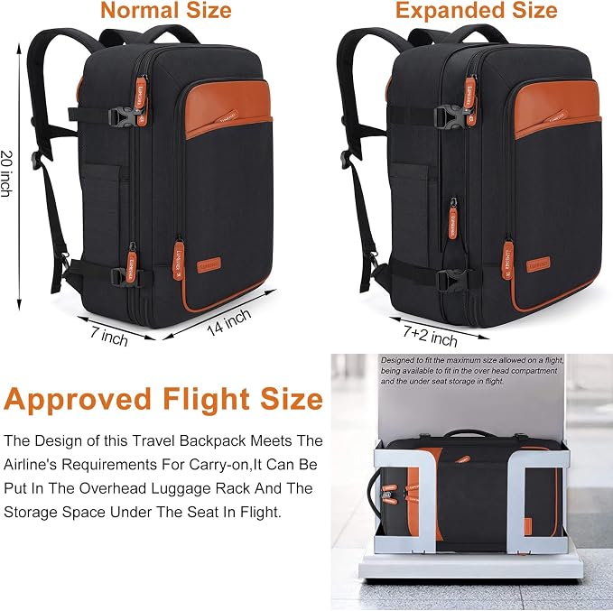 Travel Laptop Backpack, 42L Carry on Luggage, Flight Approved Expandable - Image 2