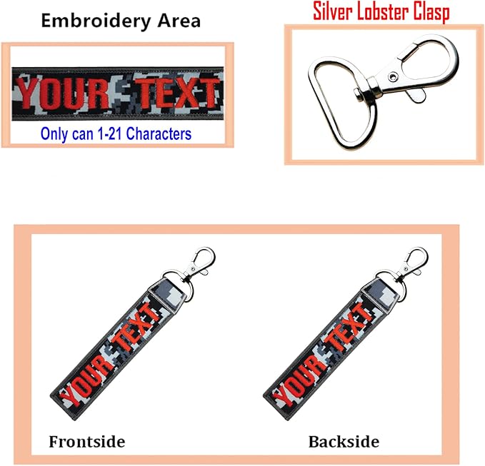 Custom Luggage Tags, Custom Personalized Luggage tag Name, Embroidery Key Ring - Image 3