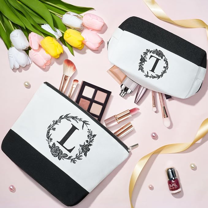 Personalized Christmas Gifts for Women, Initial Canvas Tote Bag & Makeup Bag - Image 8