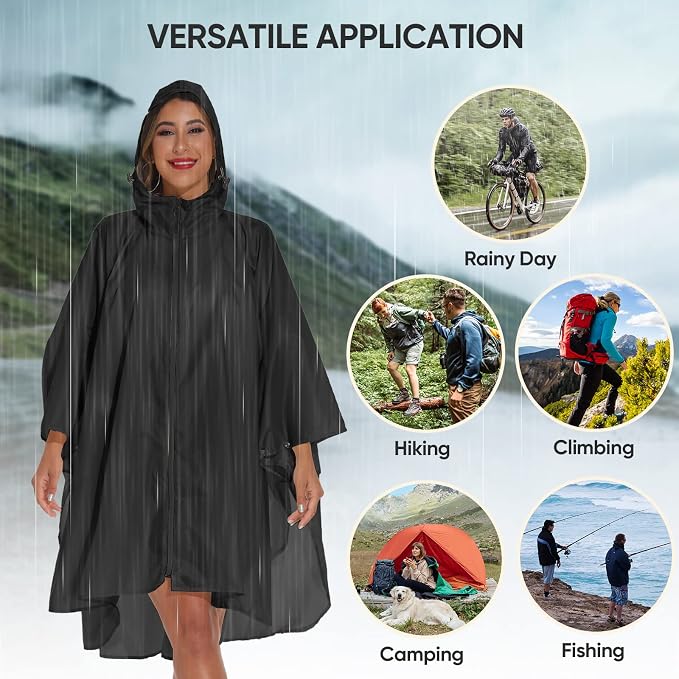 PTEROMY Hooded Rain Poncho for Adult - Image 7